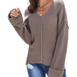 HOST PICK  New Raw Seams V-Neck Knit Pullover Sweater L